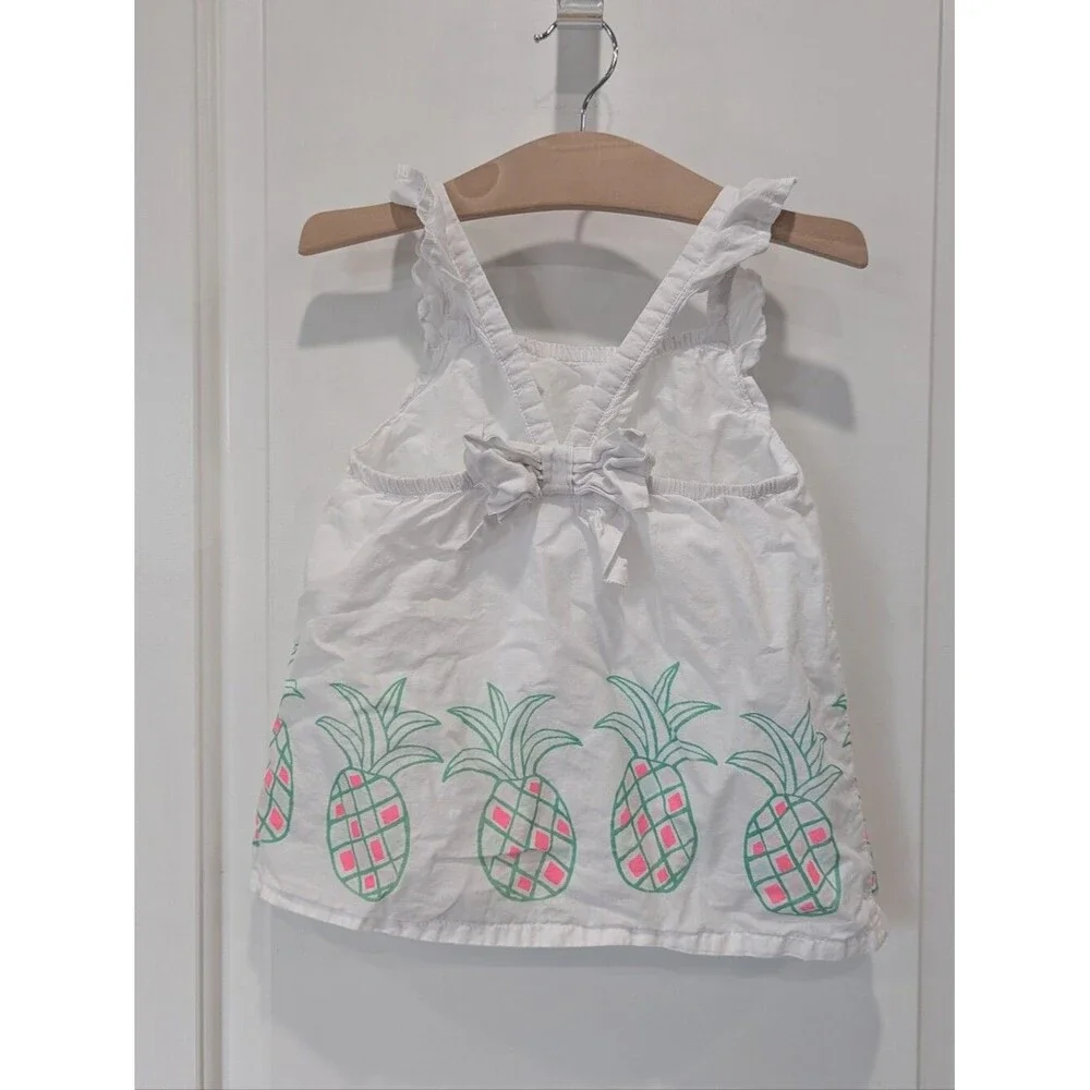 Gymboree Kids White Green Pink Pineapple Sleeveless Tank Shirt Cotton Girls 6